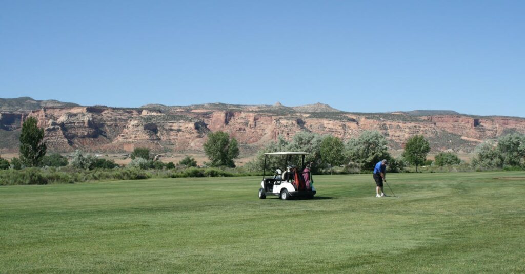 初心者がゴルフの打ちっぱなしで練習を楽しみながらスイング改善に取り組んでいるイメージ