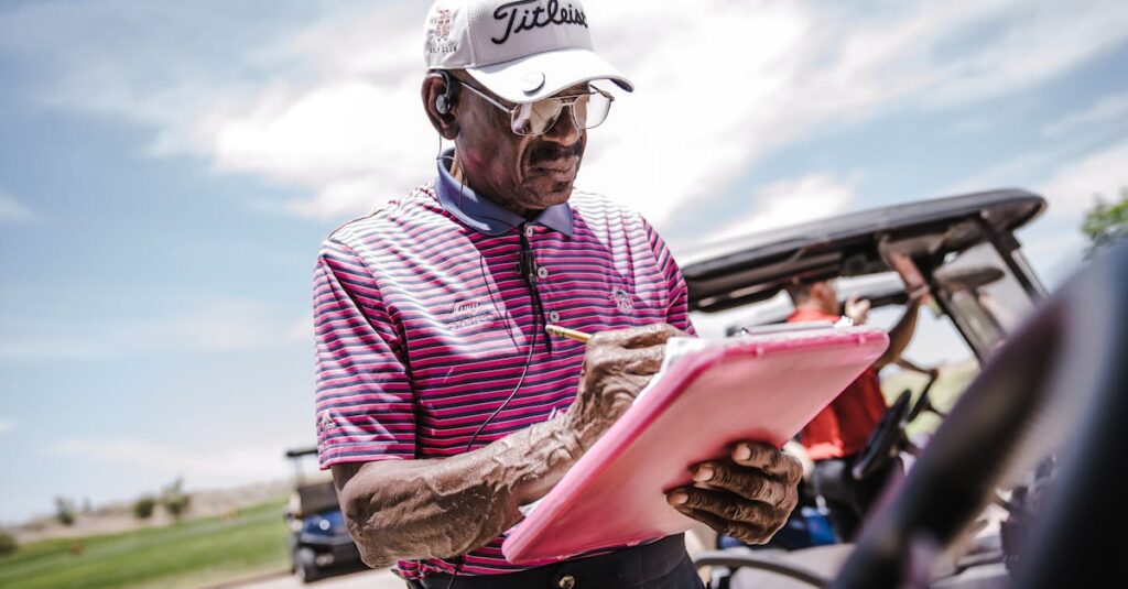 ゴルフ初心者が打ちっぱなし練習を経てラウンドに挑戦し自信を持ってプレーしている様子